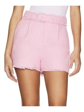 NWT $295 Cinq a Sept Pink Cherryl Apple Blossom Tweed Fringe Shorts Size 8 Med
